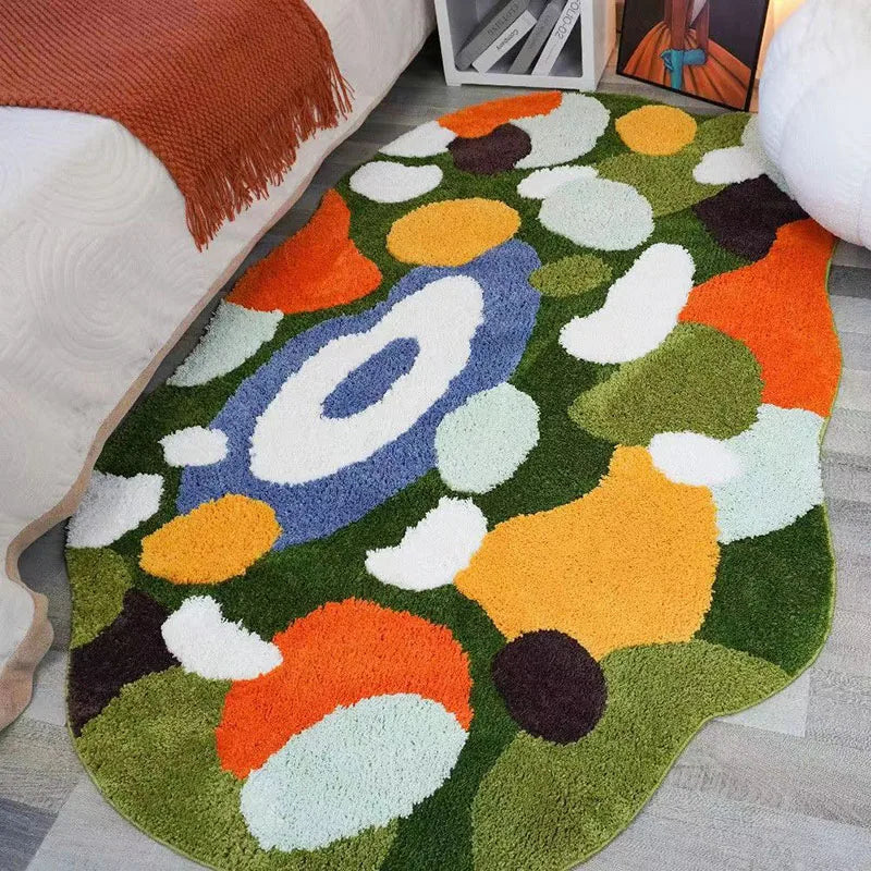 moss and pebble kids rug, view 4 - MRSLM