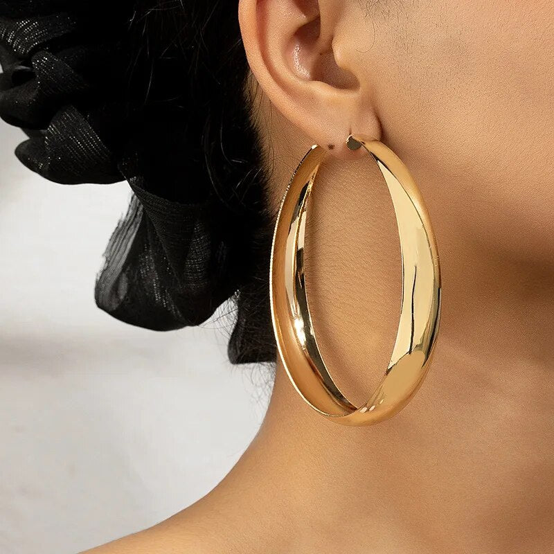 glossy geometric hoop earrings, view 11 - MRSLM