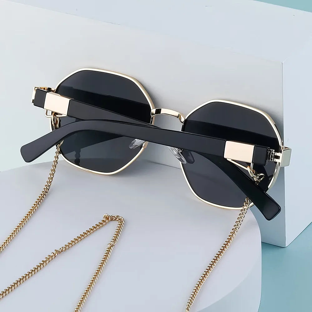 Vintage Octagon Sunglasses with Chain