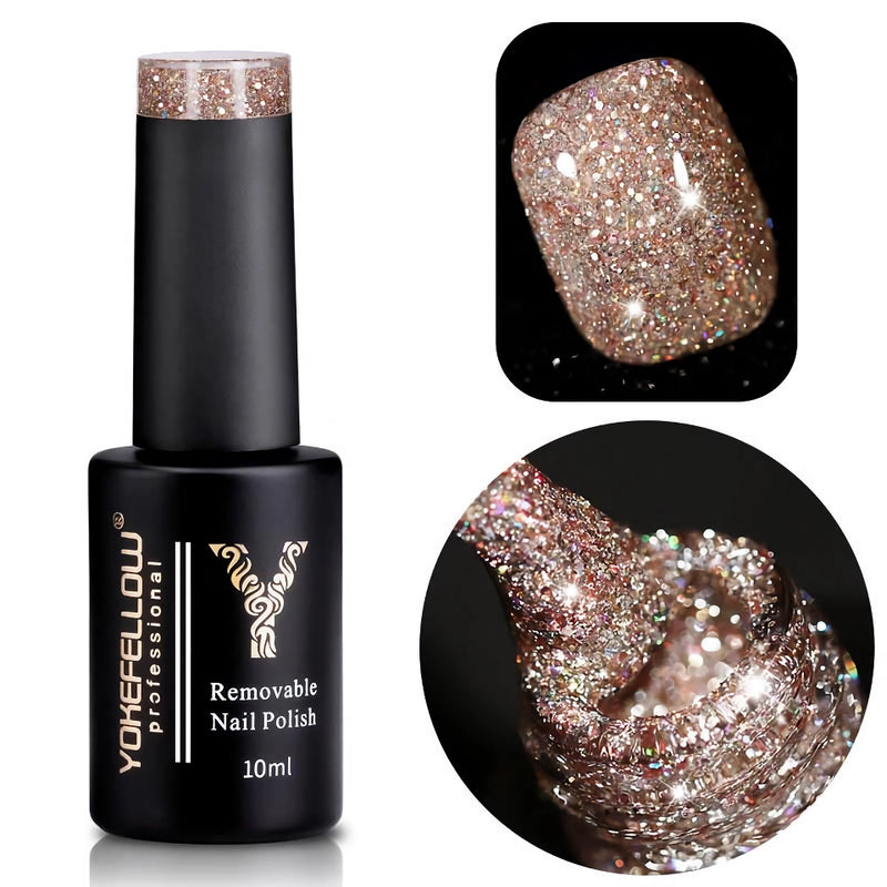 champagne red reflective glitter gel polish - MRSLM