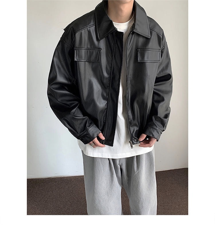 Vintage Motorcycle Leather Coat Men&