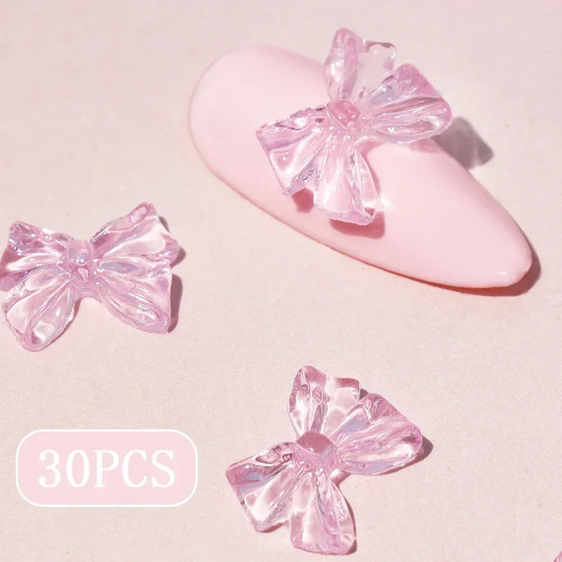 candy pink bow nail charms, view 4 - MRSLM