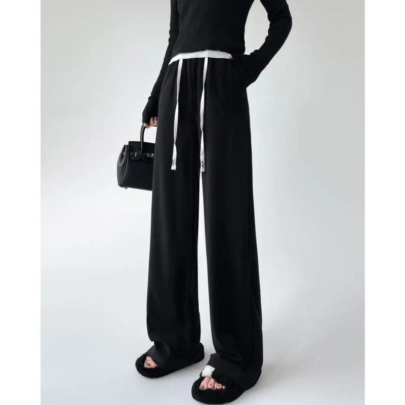 high-waist drawstring wide leg pants, view 7 - MRSLM