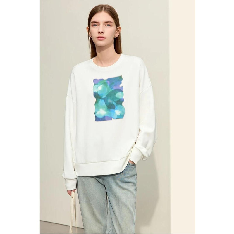 Women's abstract print loose sweatshirt, view 11 - MRSLM