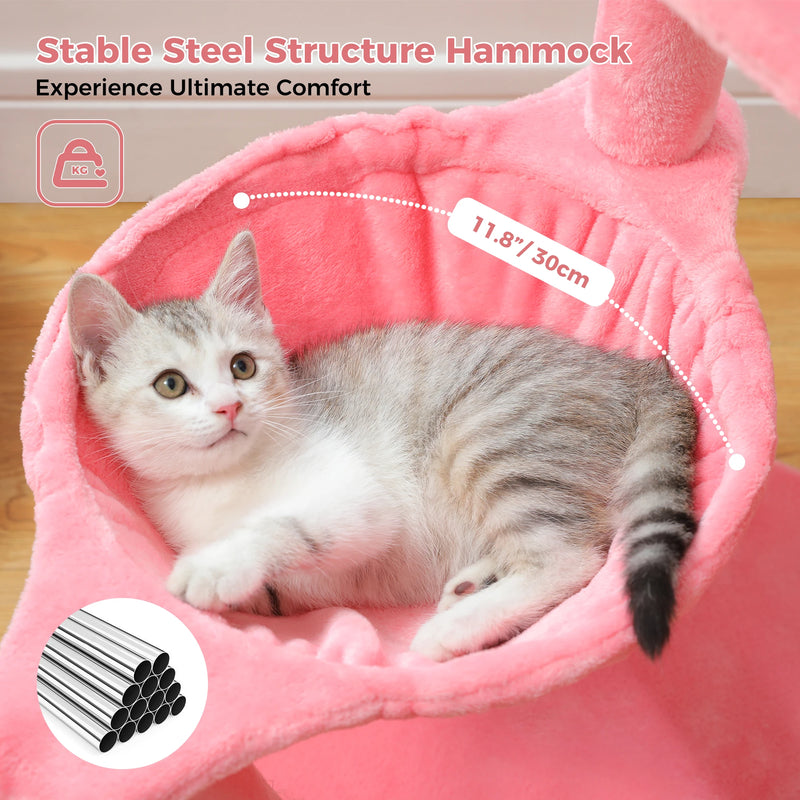 pink flamingo multi-level cat tree, view 8 - MRSLM