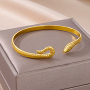 gold snake bangle bracelet, view 4 - MRSLM