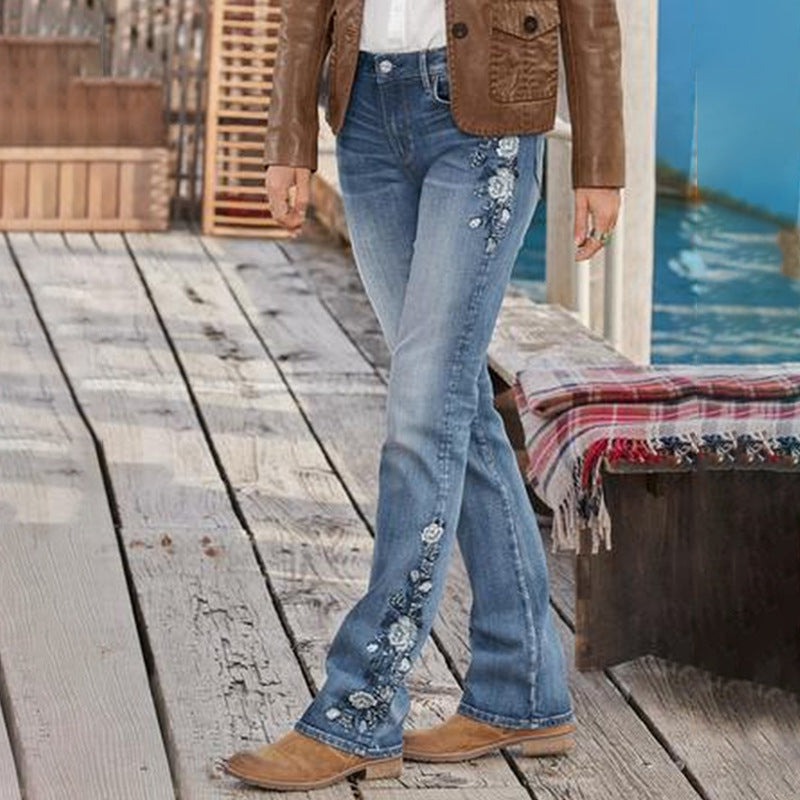 women's embroidered bootcut jeans, view 2 - MRSLM