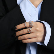 snake texture irregular silver ring - MRSLM