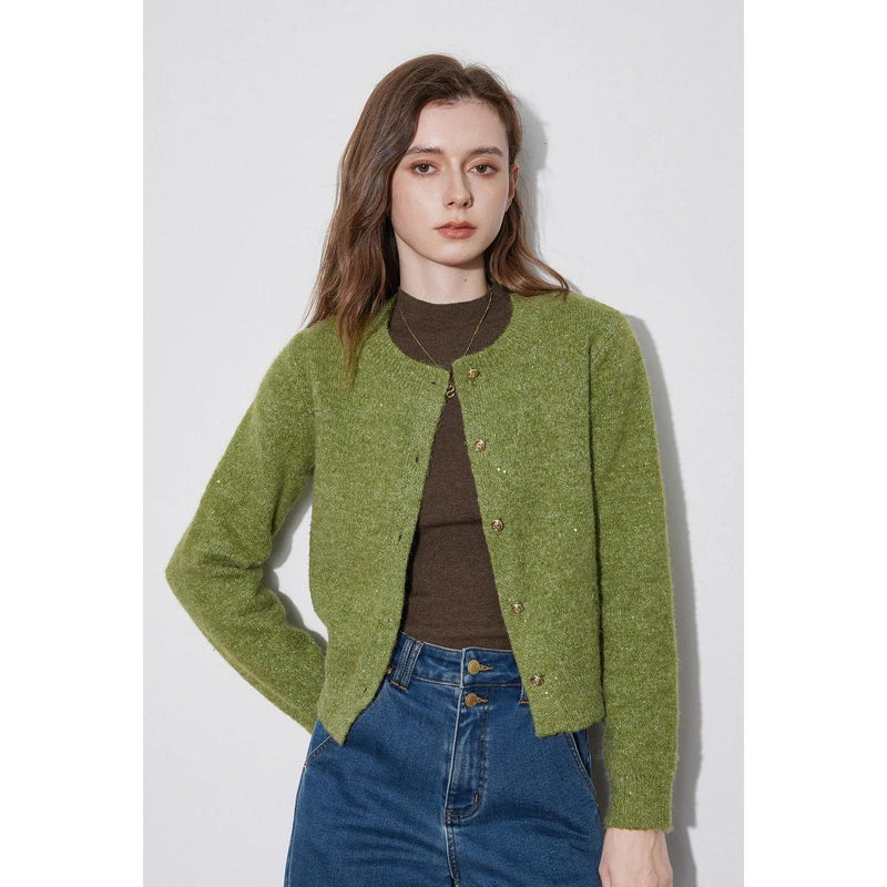 women's bead button knitted cardigan, view 6 - MRSLM
