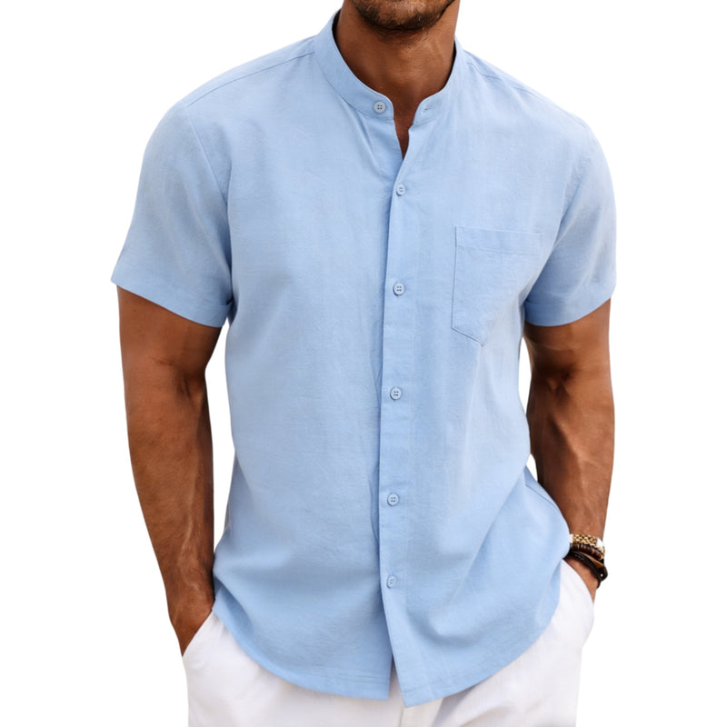 men's linen short sleeve shirt, view 8 - MRSLM