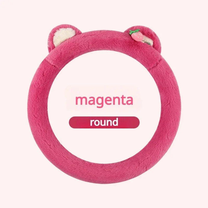 Pink Cat Ears Plush Steering Wheel Cover