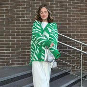 vintage print knitted cardigan, view 4 - MRSLM