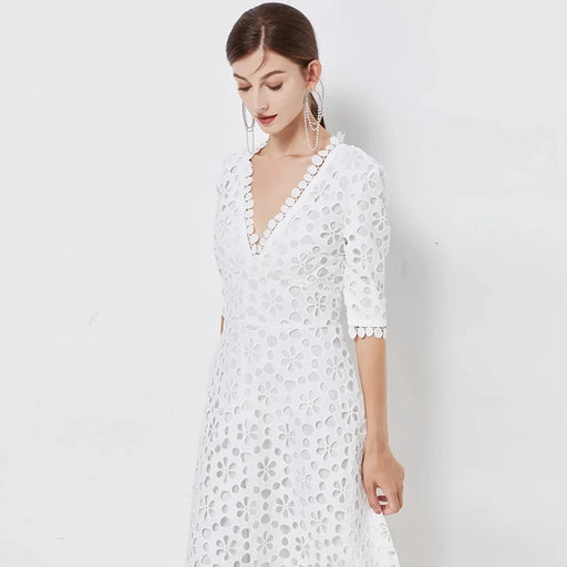 white lace maxi dress, view 2 - MRSLM