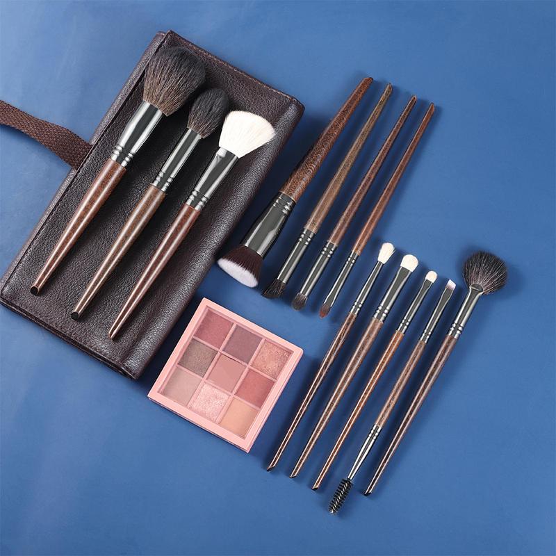 12-piece natural makeup brush set - MRSLM