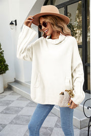 women's loose solid turtleneck knit sweater, view 9 - MRSLM