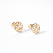 14K gold plated fallen leaf earrings, view 4 - MRSLM
