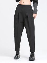 high elastic waist black harem trousers, view 2 - MRSLM