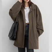 women's long casual coat with hood, view 3 - MRSLM