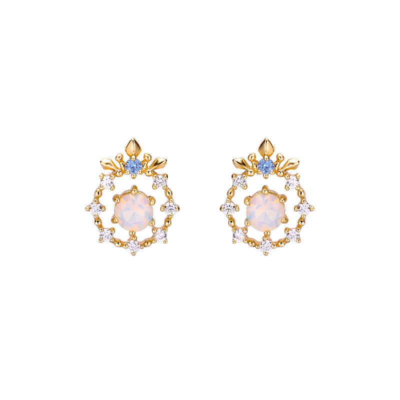 zircon opal ear studs, view 5 - MRSLM