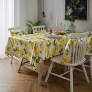 lemon print yellow polyester tablecloth and cushion cover, view 2 - MRSLM