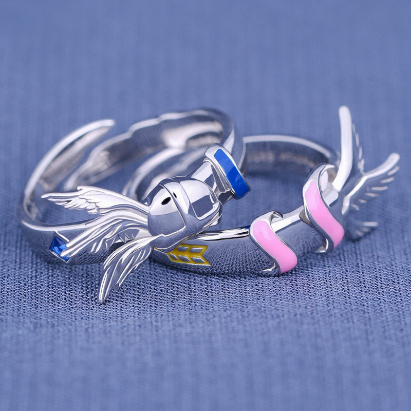 Cartoon Character Silver Ring Inlaid With Gemstones