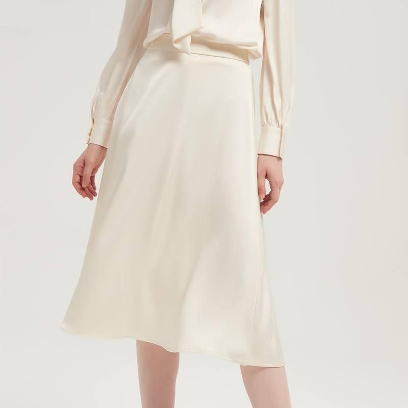satin a-line midi skirt - MRSLM