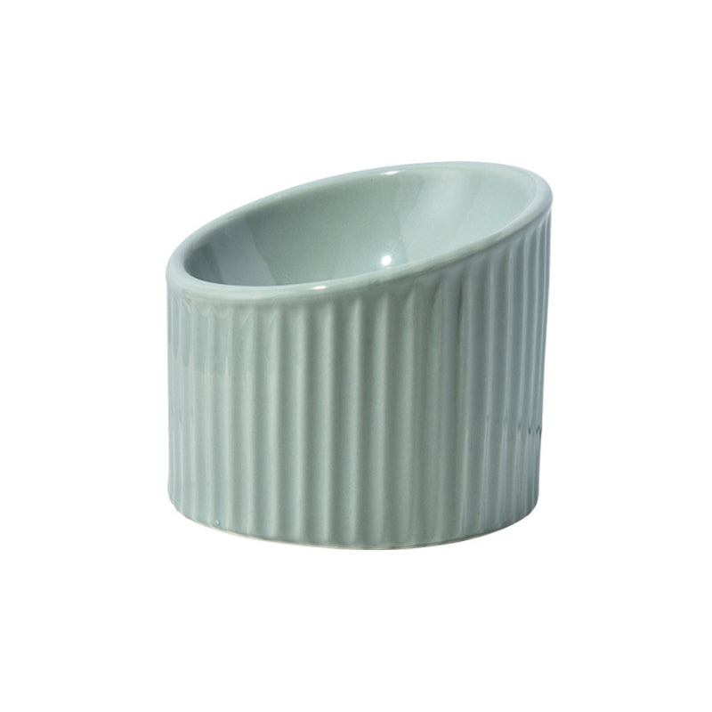 elevated striped ceramic pet bowl, view 4 - MRSLM