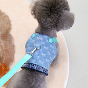 cotton denim dog harness and leash set, view 6 - MRSLM