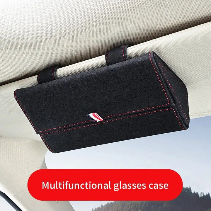 Luxury PU Leather Car Visor Sunglasses Holder