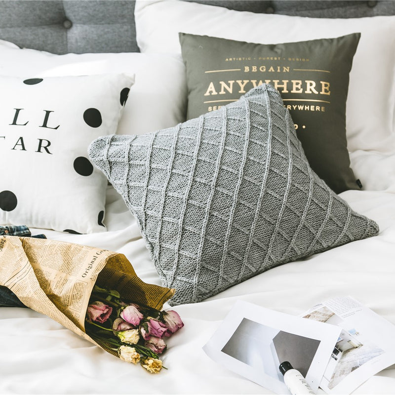 elegant gray knitted decorative pillowcase, view 9 - MRSLM