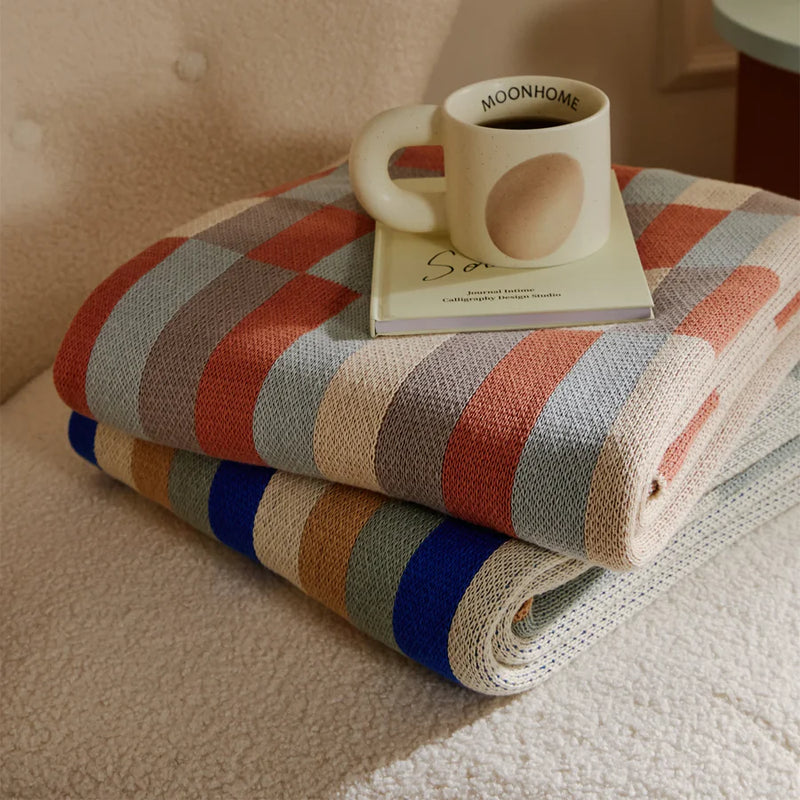 Colorful stripe plaid cotton blanket, view 7 - MRSLM