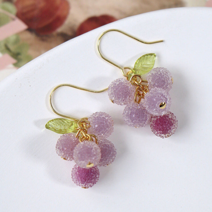 Frosted Berry Fruit Grape Earrings