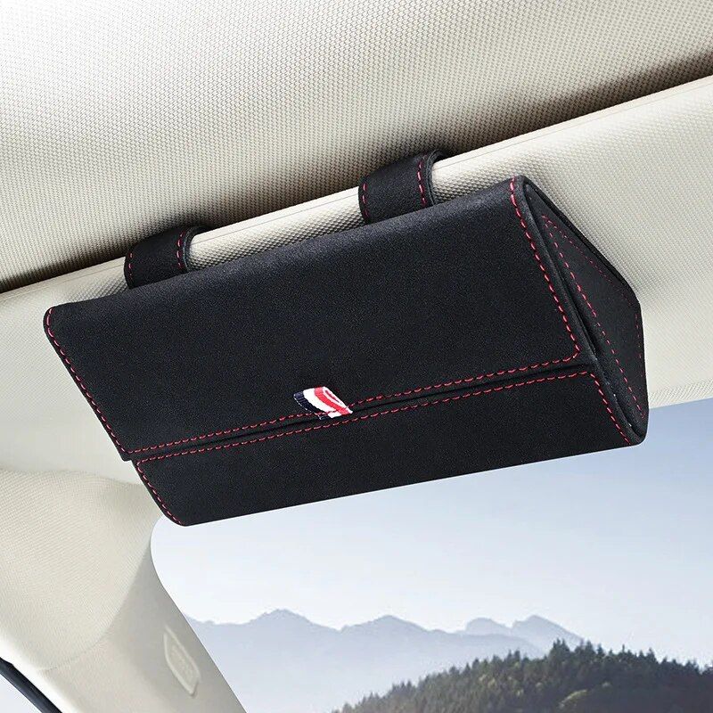 Luxury PU Leather Car Visor Sunglasses Holder