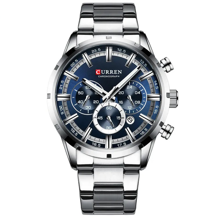 Blue Dial Stainless Steel Men's Watch