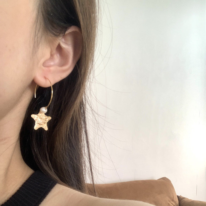 five-pointed star pearl earrings, view 5 - MRSLM