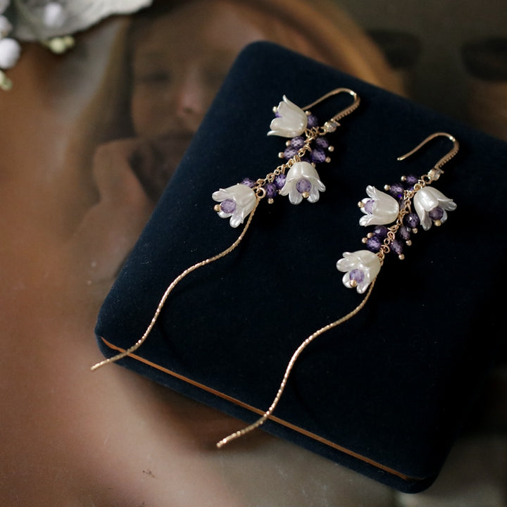 French Vintage Bell Orchid Earrings