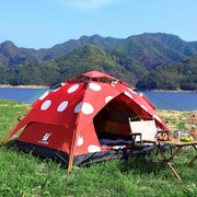 polka dot mushroom camping tent, view 6 - MRSLM