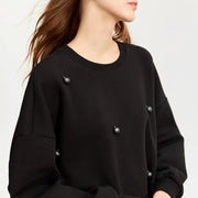 oversized casual pullover with embroidered flares, view 3 - MRSLM