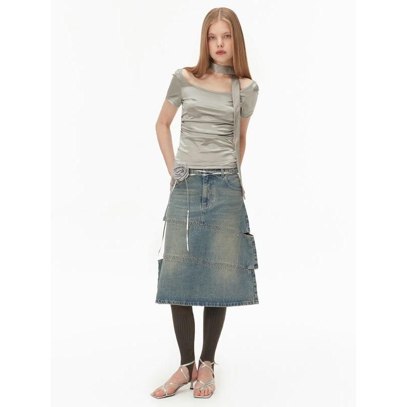 metallic silver pleated tank top, view 5 - MRSLM