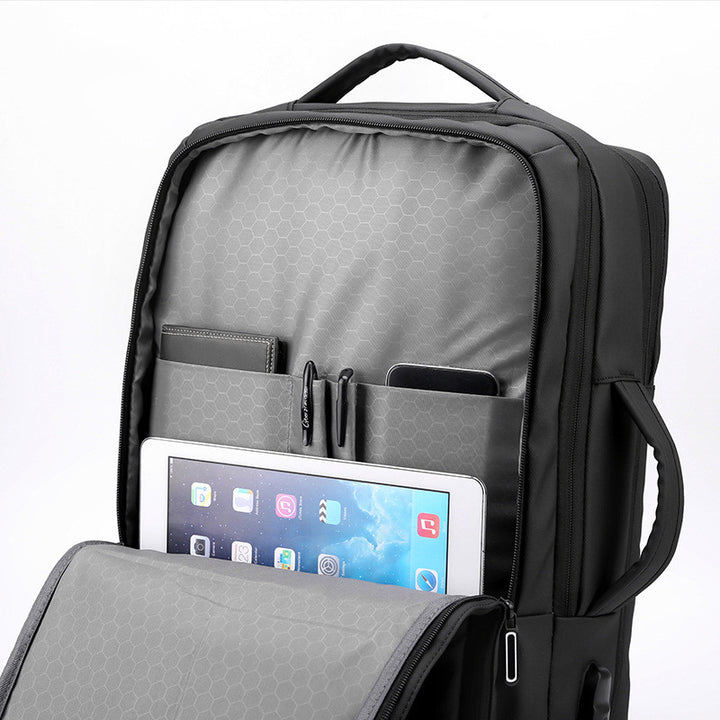 Men's Fashion Solid Color Business Lightweight Expansion Computer Backpack