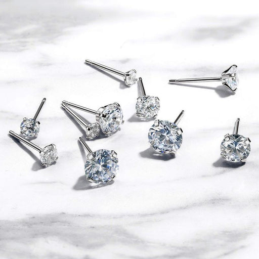 zirconia crystal stud earrings - MRSLM