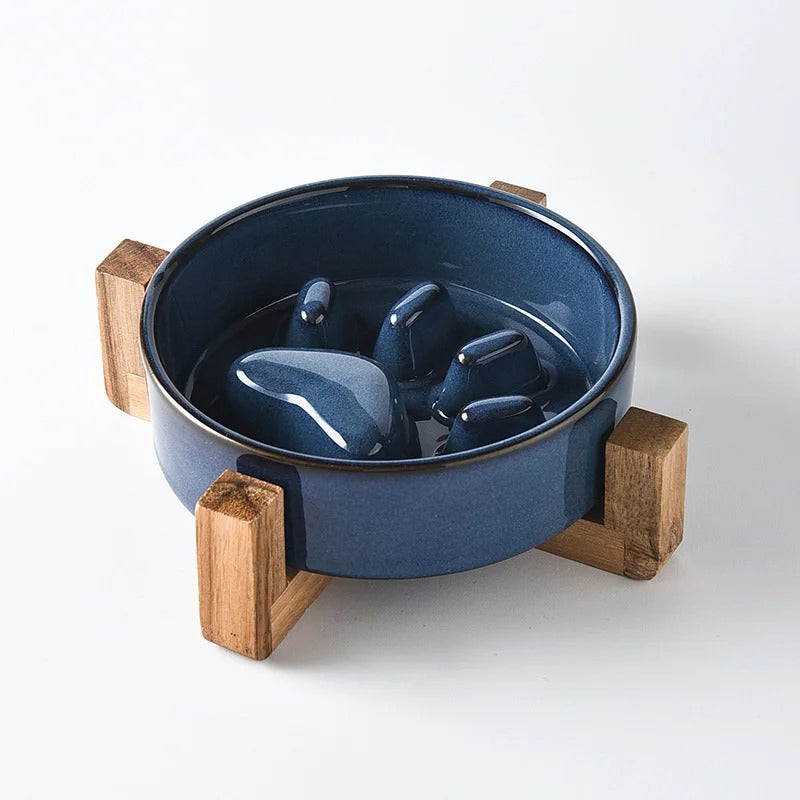 ceramic slow feeder bowl, view 2 - MRSLM