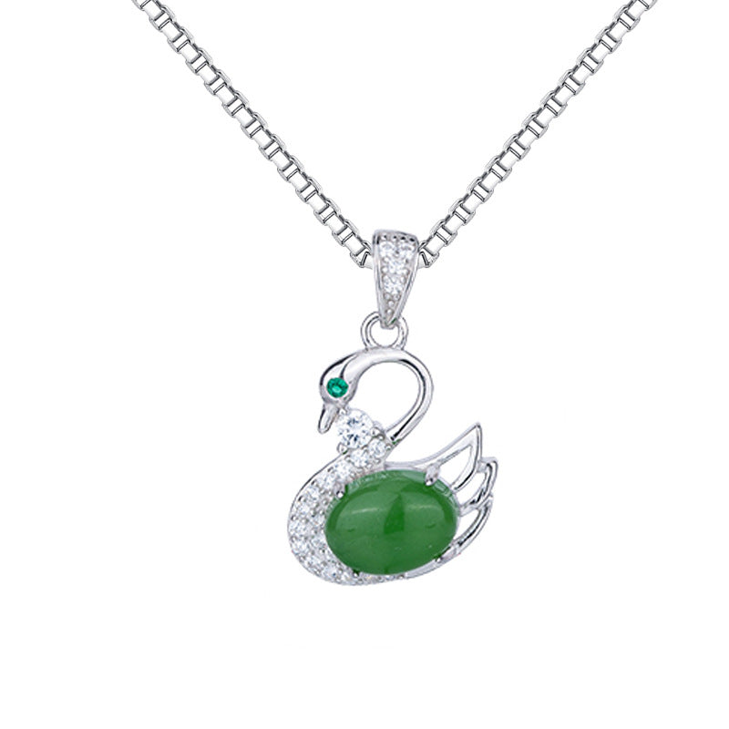 Fashionable Swan And Jade Pendant