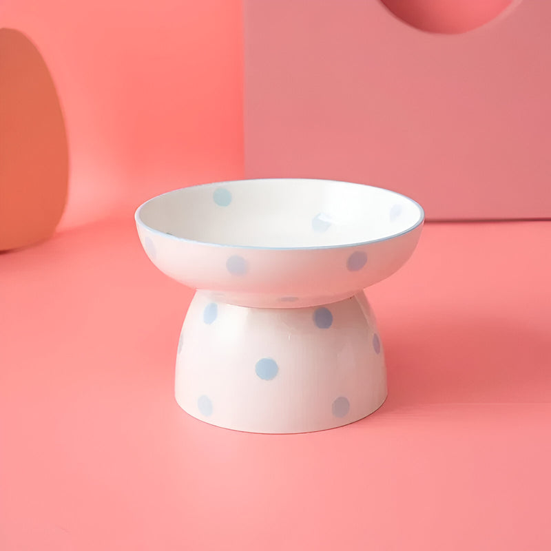 ceramic pet bowl with dots, view 2 - MRSLM