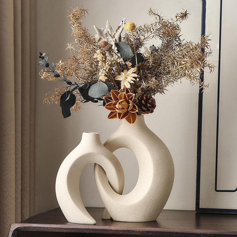 european white ceramic vase set, view 3 - MRSLM