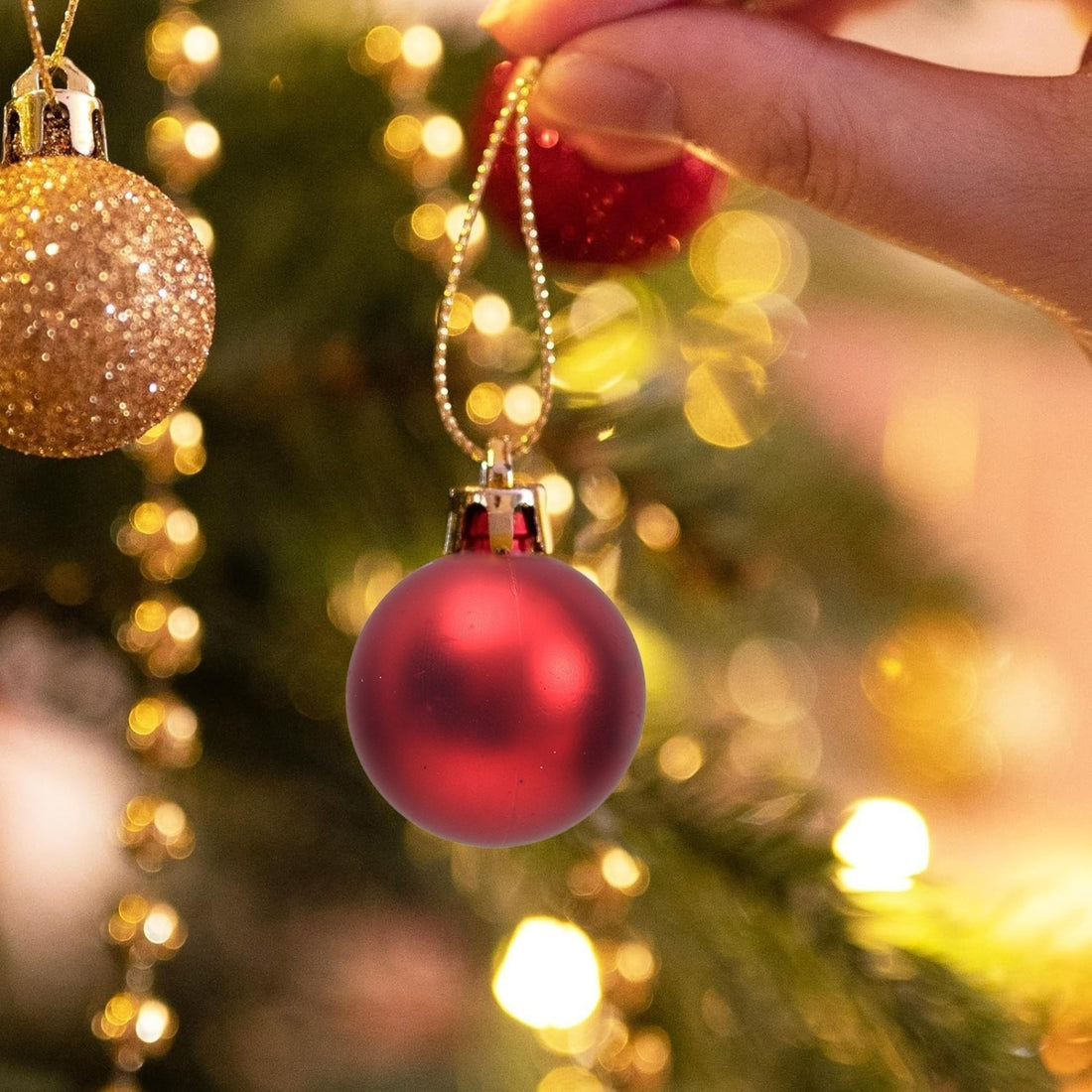 49-Piece Red and Gold Christmas Ball Ornament Set