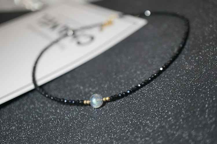 natural black spinel moonstone bracelet, view 5 - MRSLM