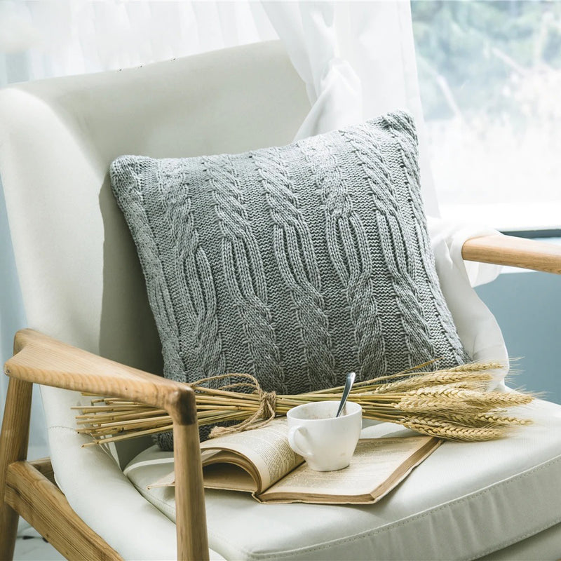 elegant gray knitted decorative pillowcase, view 4 - MRSLM