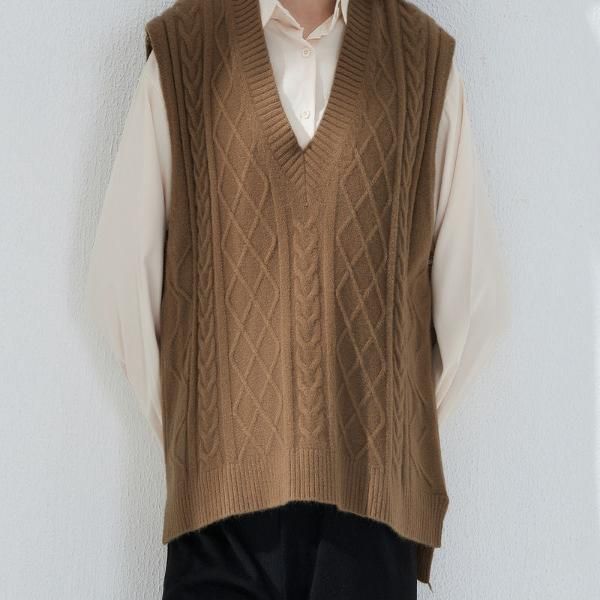 oversized knitted vest, view 2 - MRSLM