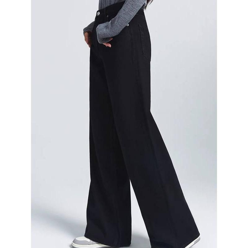 womens elegant black straight jeans, view 5 - MRSLM